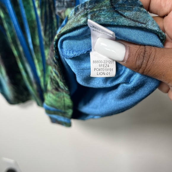 Women‎ Y2K Crushed Velvet Babydoll Top 1X Blue Green Empire Waist 3/4 Sleeve - Picture 7 of 10